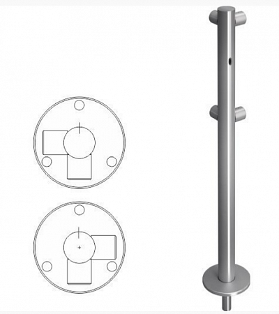Oxgard ВЗР1996Р.21-05 Стойка ограждения L-образная съемная с отверстием под фиксатор, 2 муфты справа